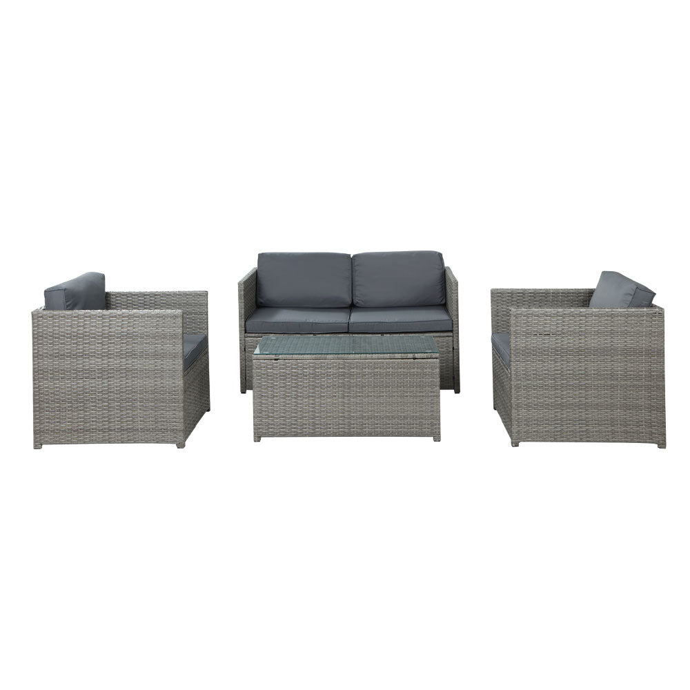 4 Seater Sunkeeper Outdoor Grey Wicker Lounge Sofa Furniture Set