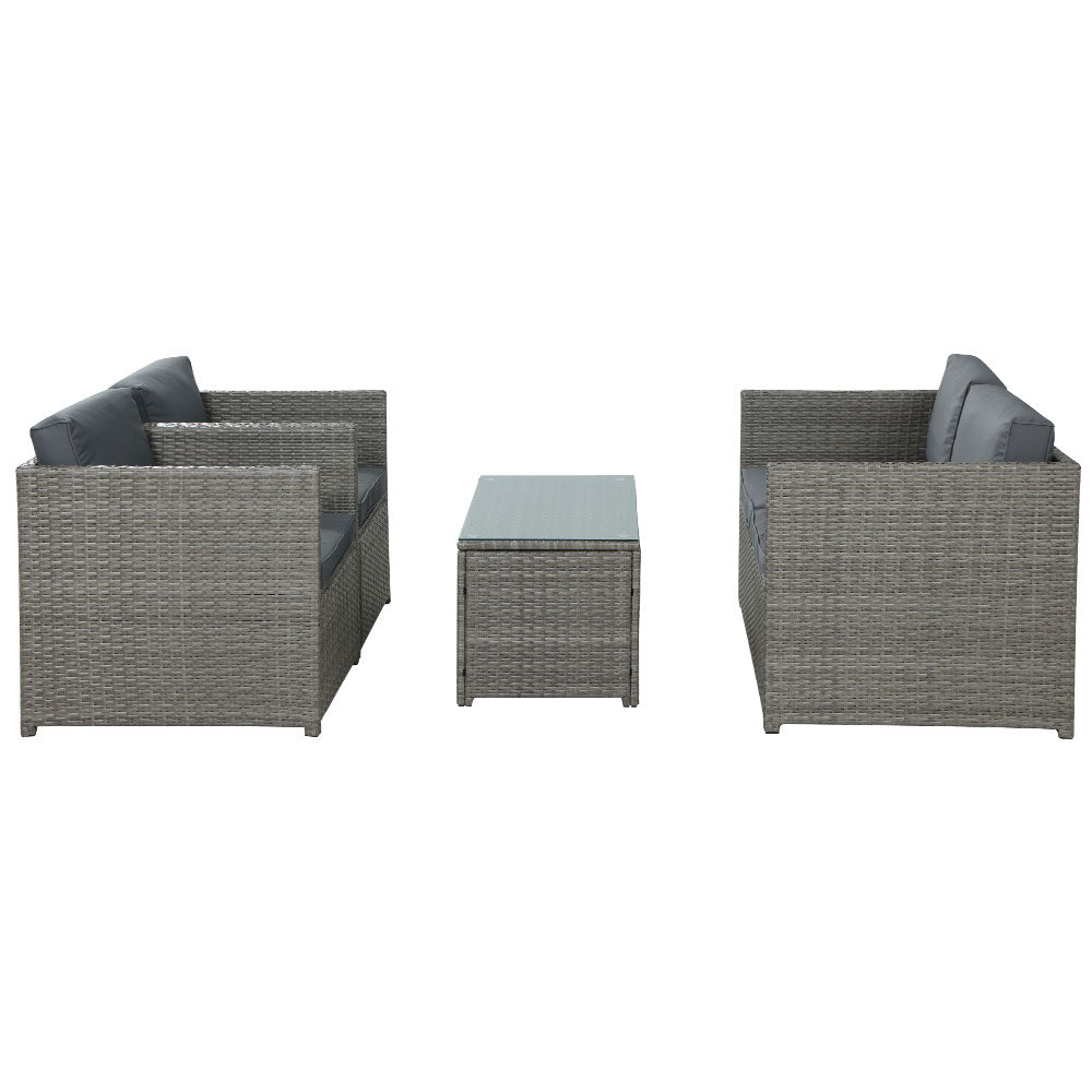 4 Seater Sunkeeper Outdoor Grey Wicker Lounge Sofa Furniture Set