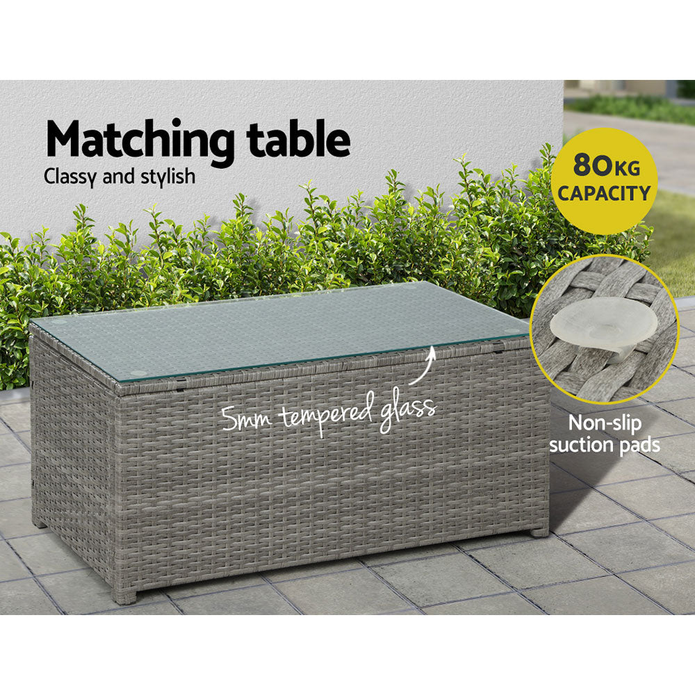 4 Seater Sunkeeper Outdoor Grey Wicker Lounge Sofa Furniture Set