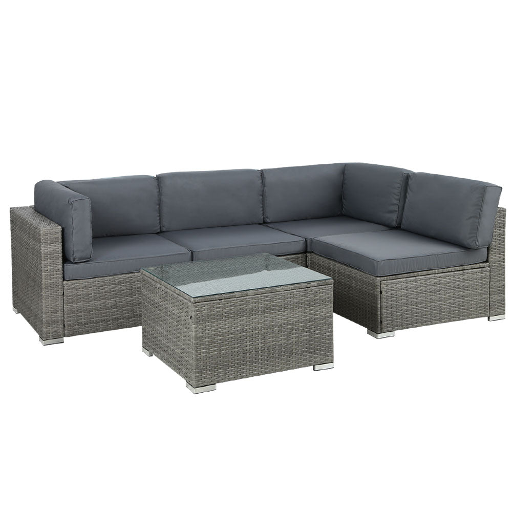 4 Seater Sunkeeper Outdoor Grey Wicker Lounge Sofa Furniture Set