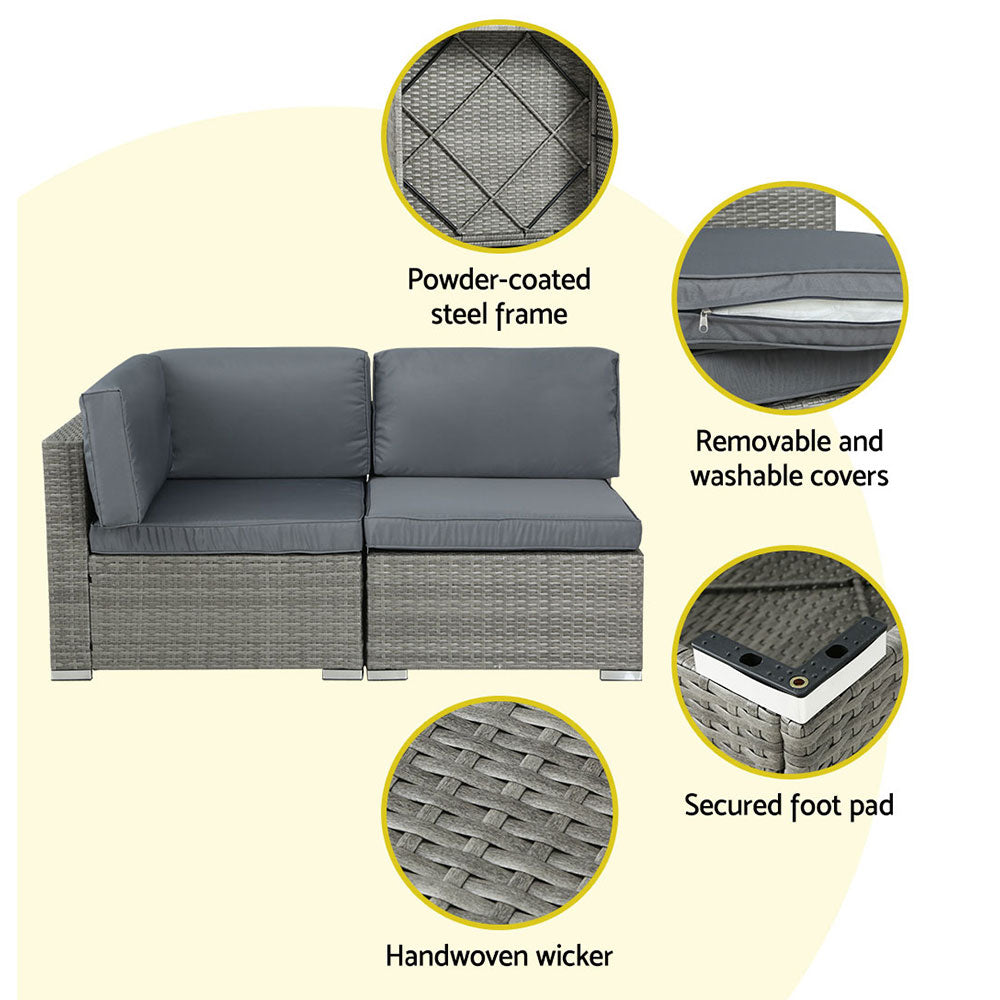 4 Seater Sunkeeper Outdoor Grey Wicker Lounge Sofa Furniture Set