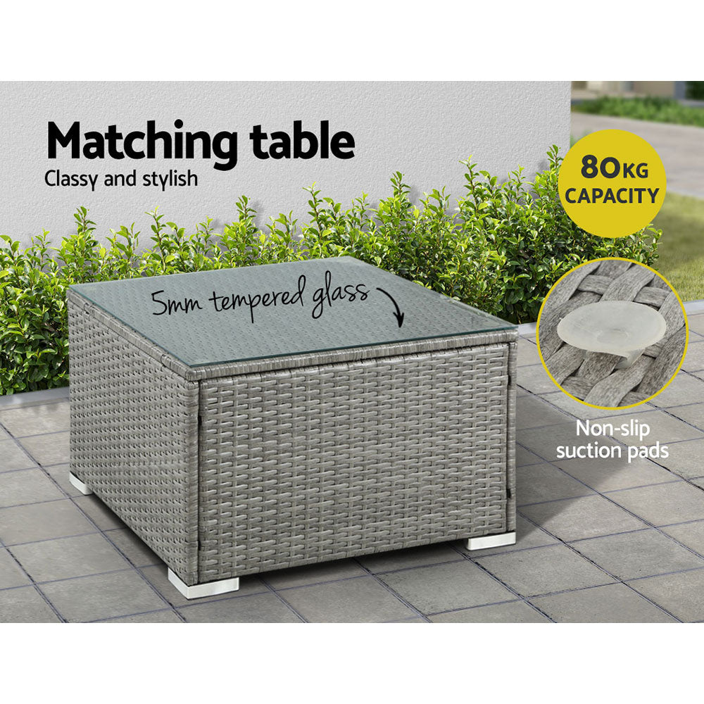 4 Seater Sunkeeper Outdoor Grey Wicker Lounge Sofa Furniture Set