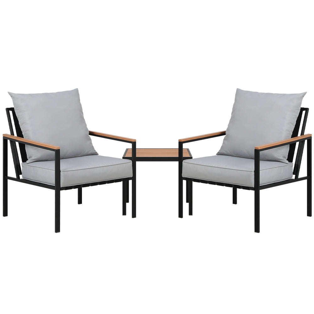 3pc Outdoor Black Furniture Bistro Setting 