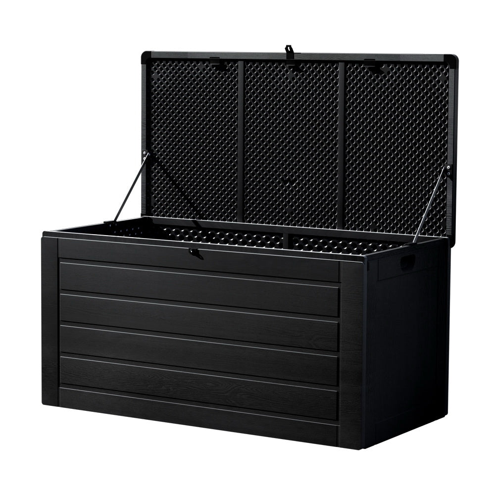 Outdoor Storage Box 680L Container Lockable Garden Bench Shed Tool All Black