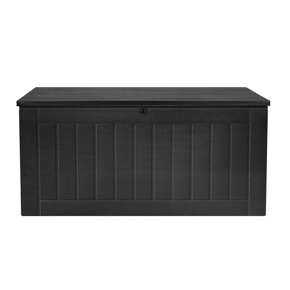 830L Outdoor All Black Storage Box Lockable Garden Bench 