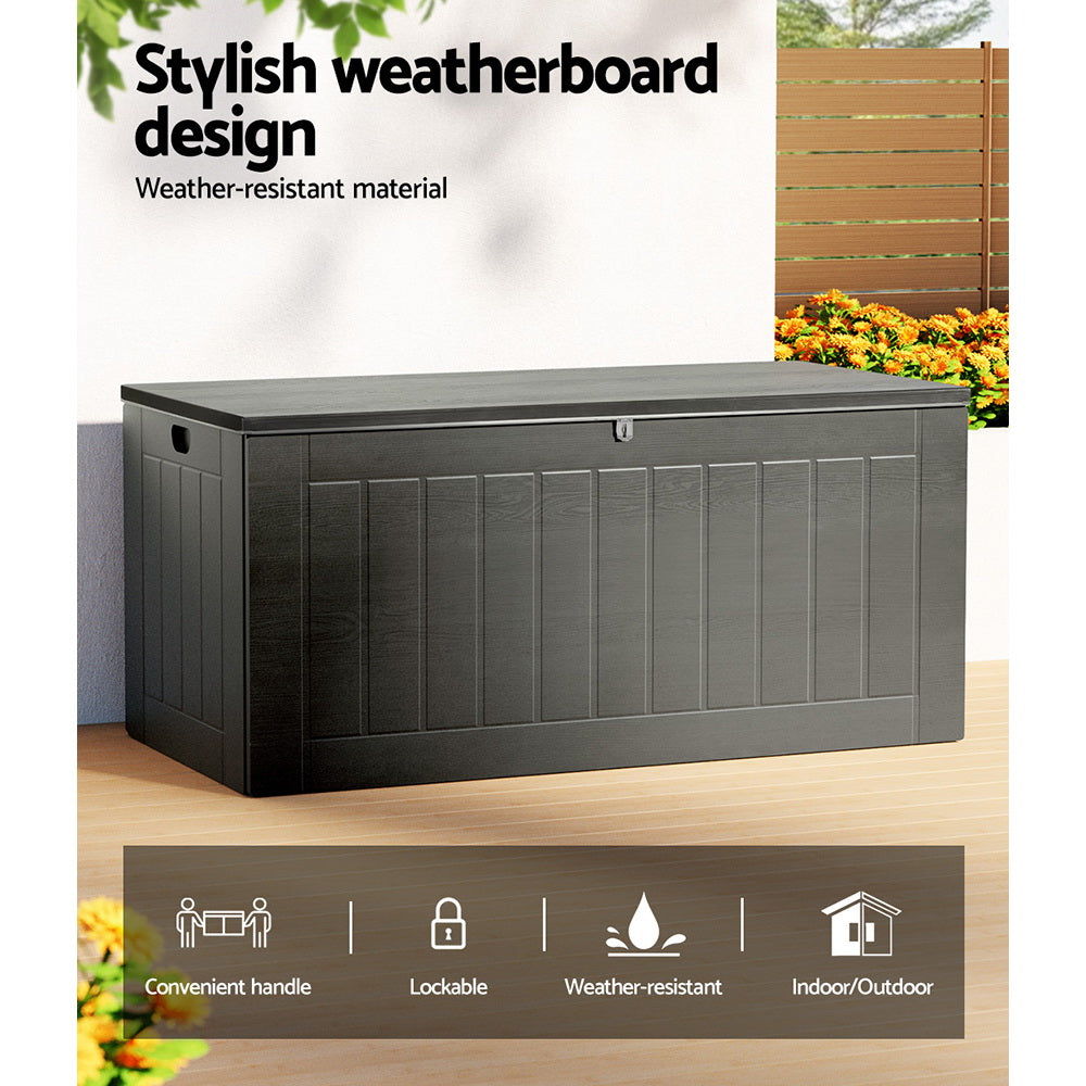 Outdoor Storage Box 830L Container Lockable Garden Bench Tool Shed Black