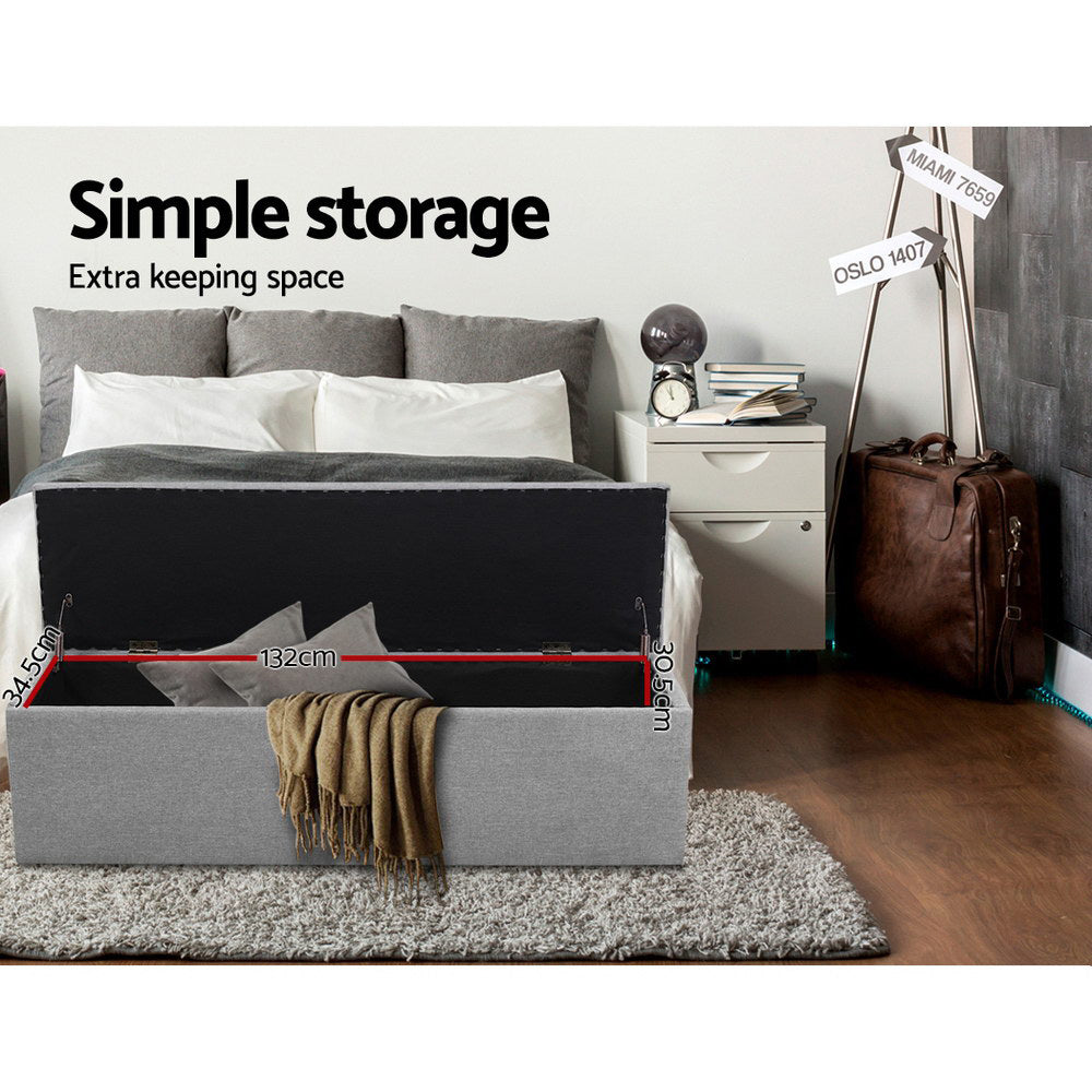 Storage Ottoman Blanket Box 140cm Linen Grey