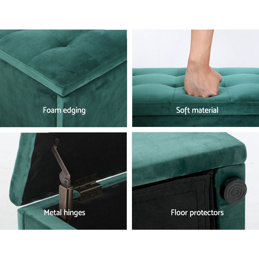 Storage Ottoman Blanket Box 140cm Velvet Green