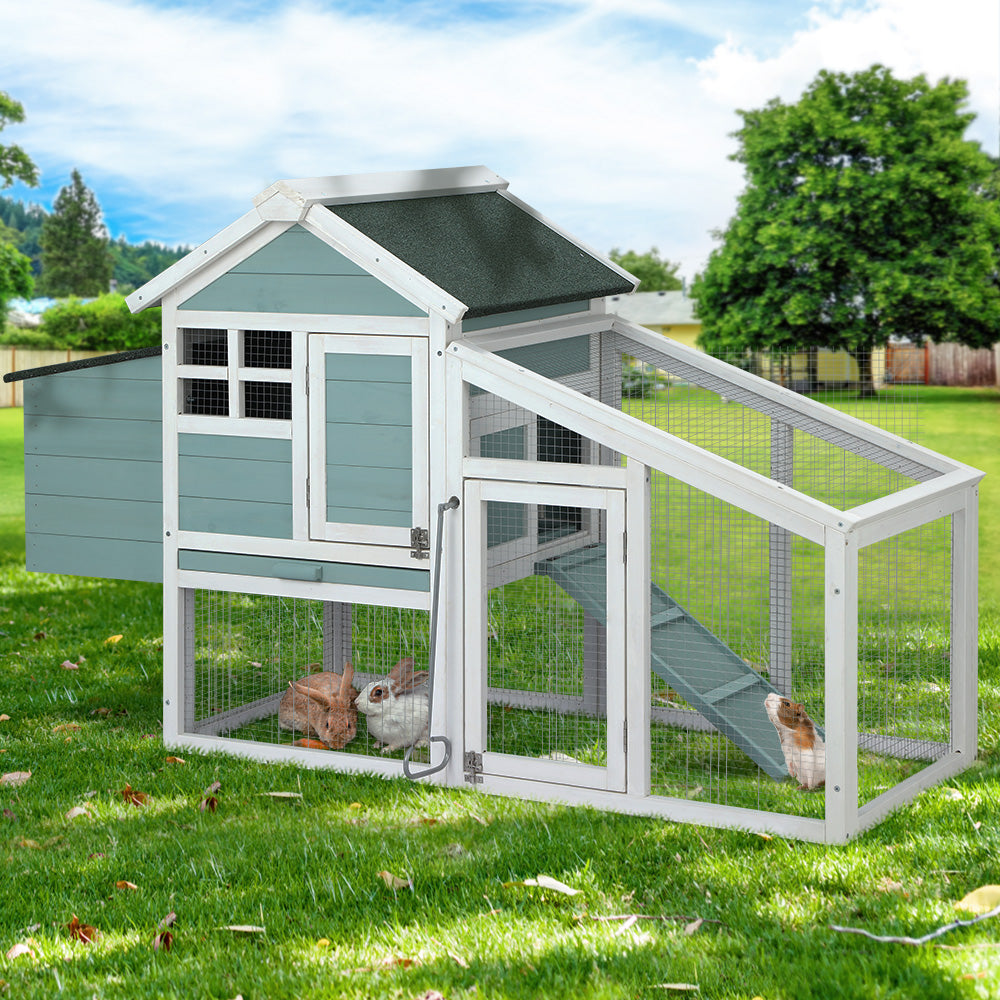 Chicken Coop Rabbit Hutch Guinea Pig Cage size 150x60x93cm Wooden Outdoor Cage House