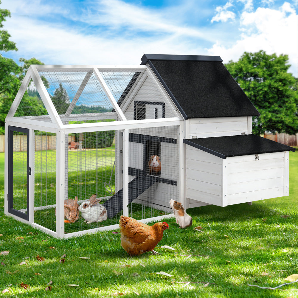 Chicken Coop Rabbit Hutch Guinea Pig Cage size 166x120x112cm Wooden Outdoor Cage House