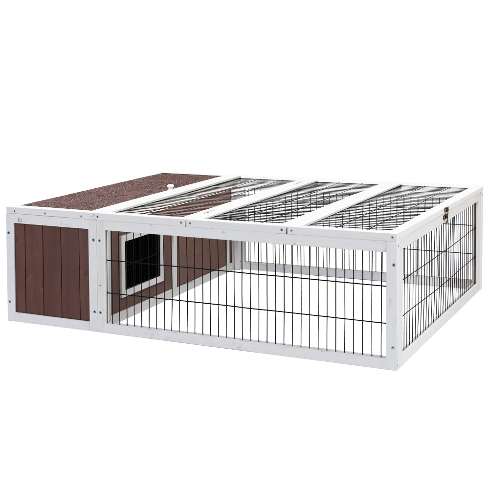 Chicken Coop Rabbit Hutch Guinea Pig Cage size 124x90x35cm Wooden Outdoor Cage House