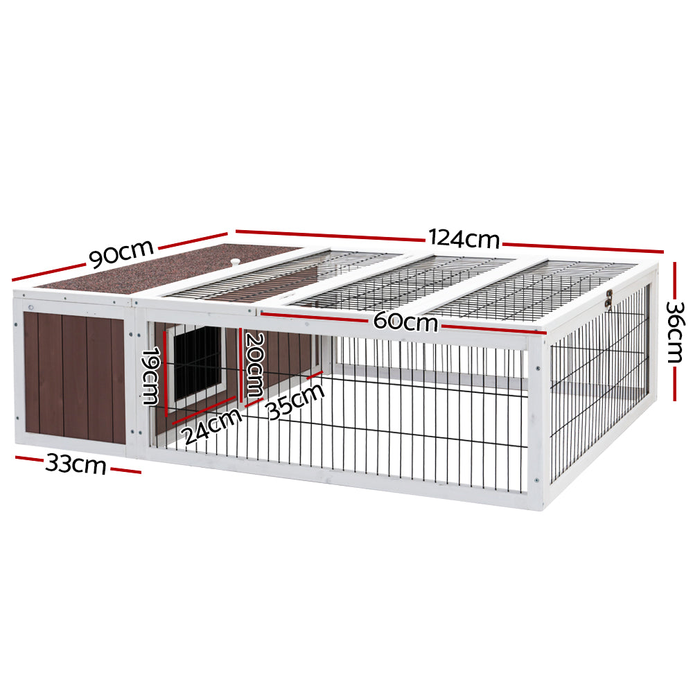 Chicken Coop Rabbit Hutch Guinea Pig Cage size 124x90x35cm Wooden Outdoor Cage House