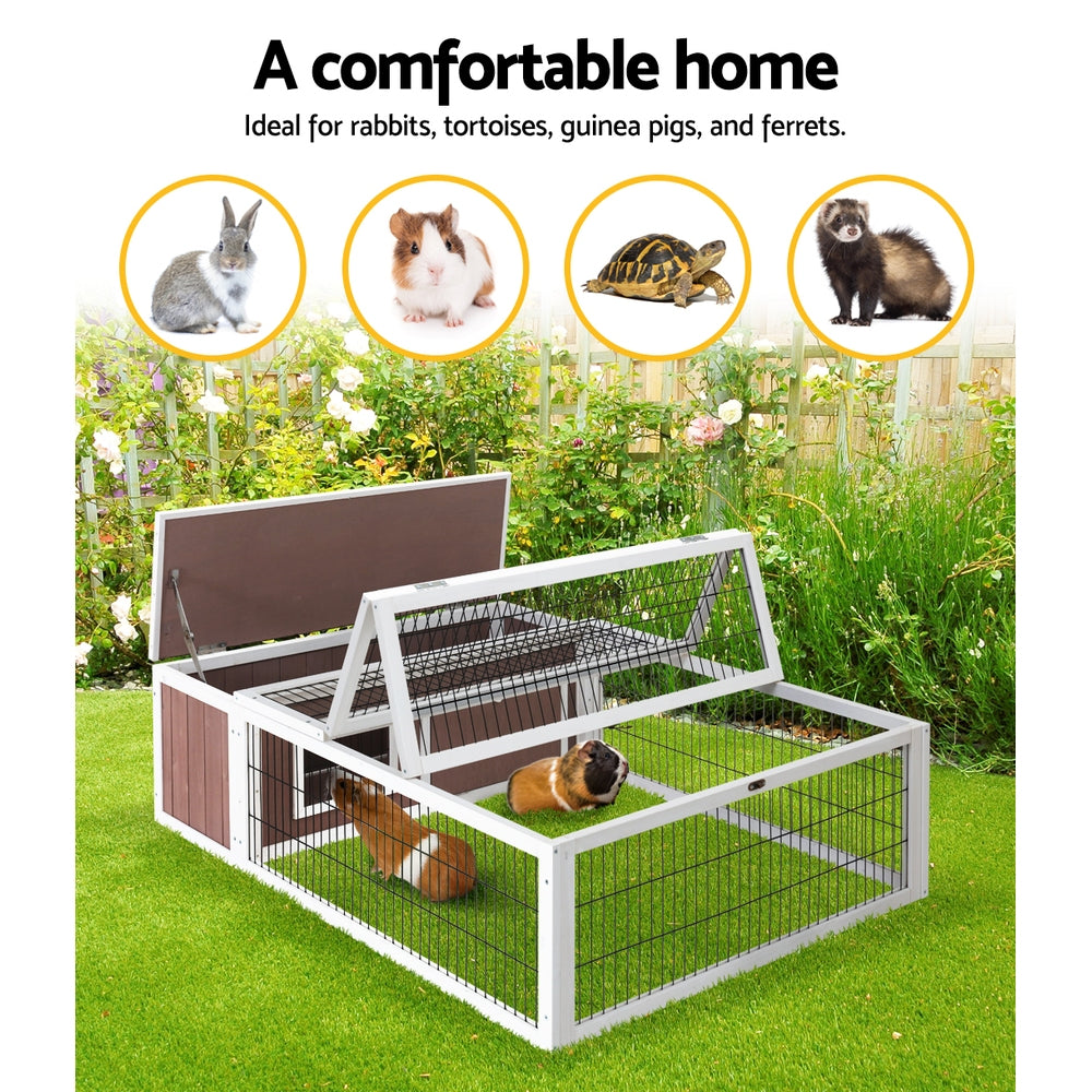 Chicken Coop Rabbit Hutch Guinea Pig Cage size 124x90x35cm Wooden Outdoor Cage House