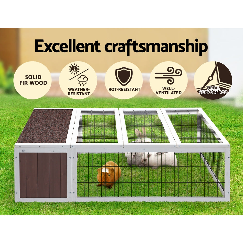 Chicken Coop Rabbit Hutch Guinea Pig Cage size 124x90x35cm Wooden Outdoor Cage House