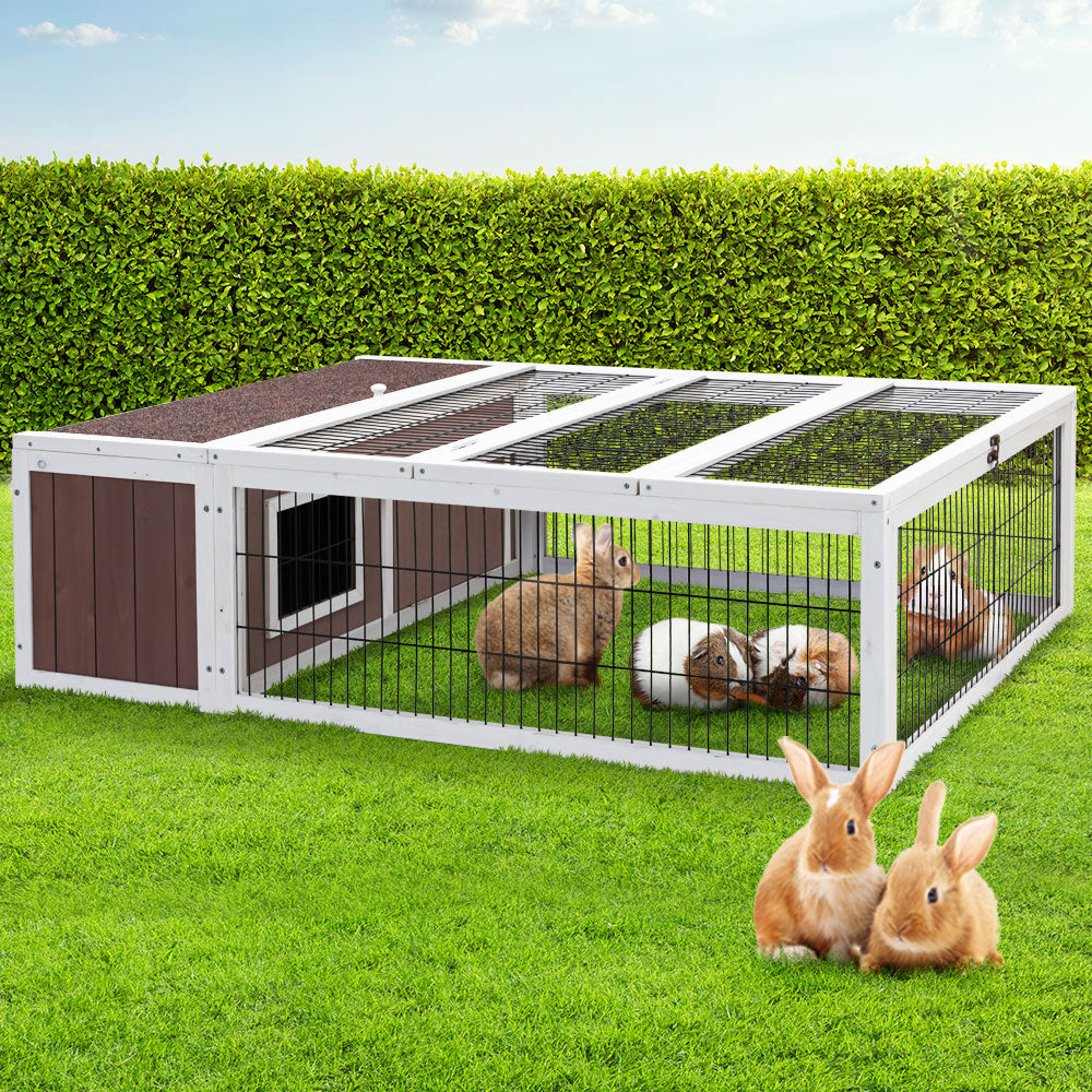 Chicken Coop Rabbit Hutch Guinea Pig Cage size 124x90x35cm Wooden Outdoor Cage House