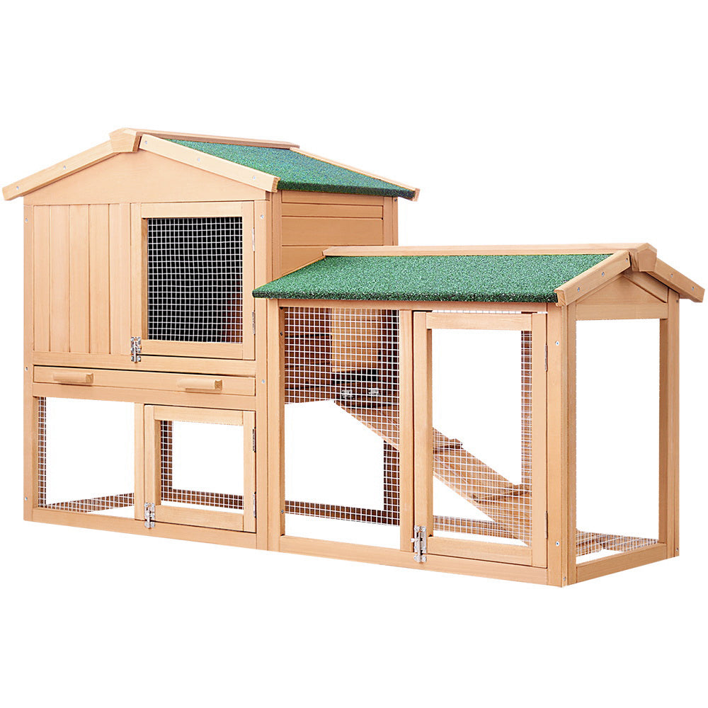 Chicken Coop Rabbit Hutch Guinea Pig Cage size 138x44x85cm Wooden Outdoor Cage House