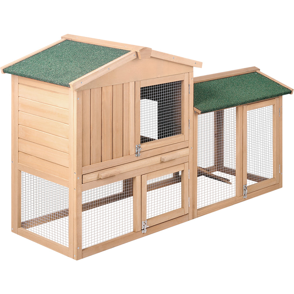 Chicken Coop Rabbit Hutch Guinea Pig Cage size 138x44x85cm Wooden Outdoor Cage House