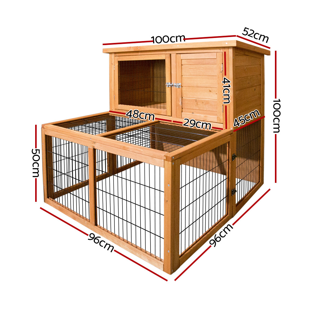 Chicken Coop Rabbit Hutch Guinea Pig Cage size 96x96x100cm Wooden Outdoor Cage House