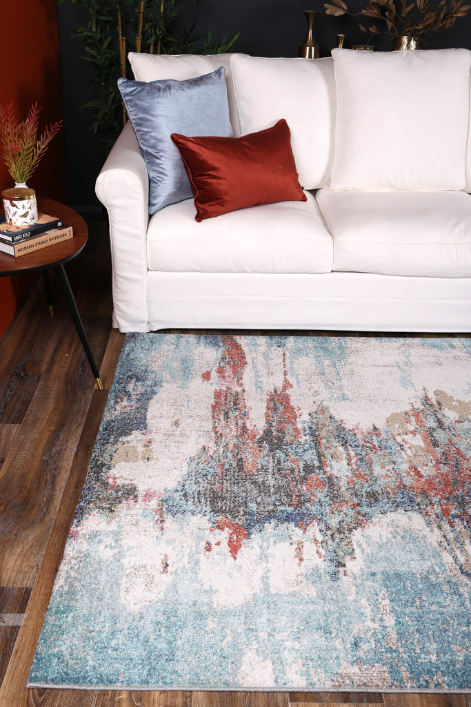 Salsa Jorge Blue & Terracotta Abstract Rug