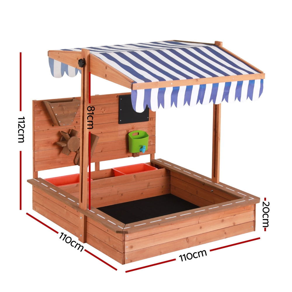 Keezi Kids Wooden Canopy Sandbox with Cover 