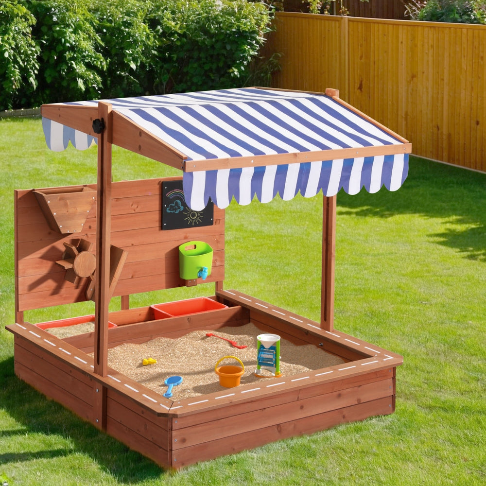 Keezi Kids Wooden Canopy Sandbox with Cover 