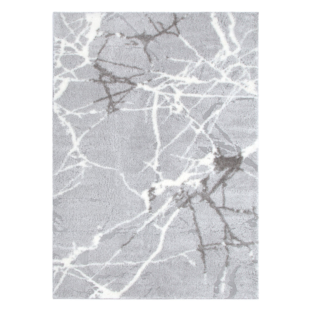 Tender Abstract Silver Shag Rug