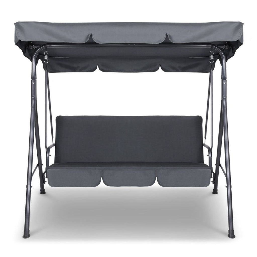 Milano 3 Seater Grey Outdoor Swing Bench Seat Chair Canopy