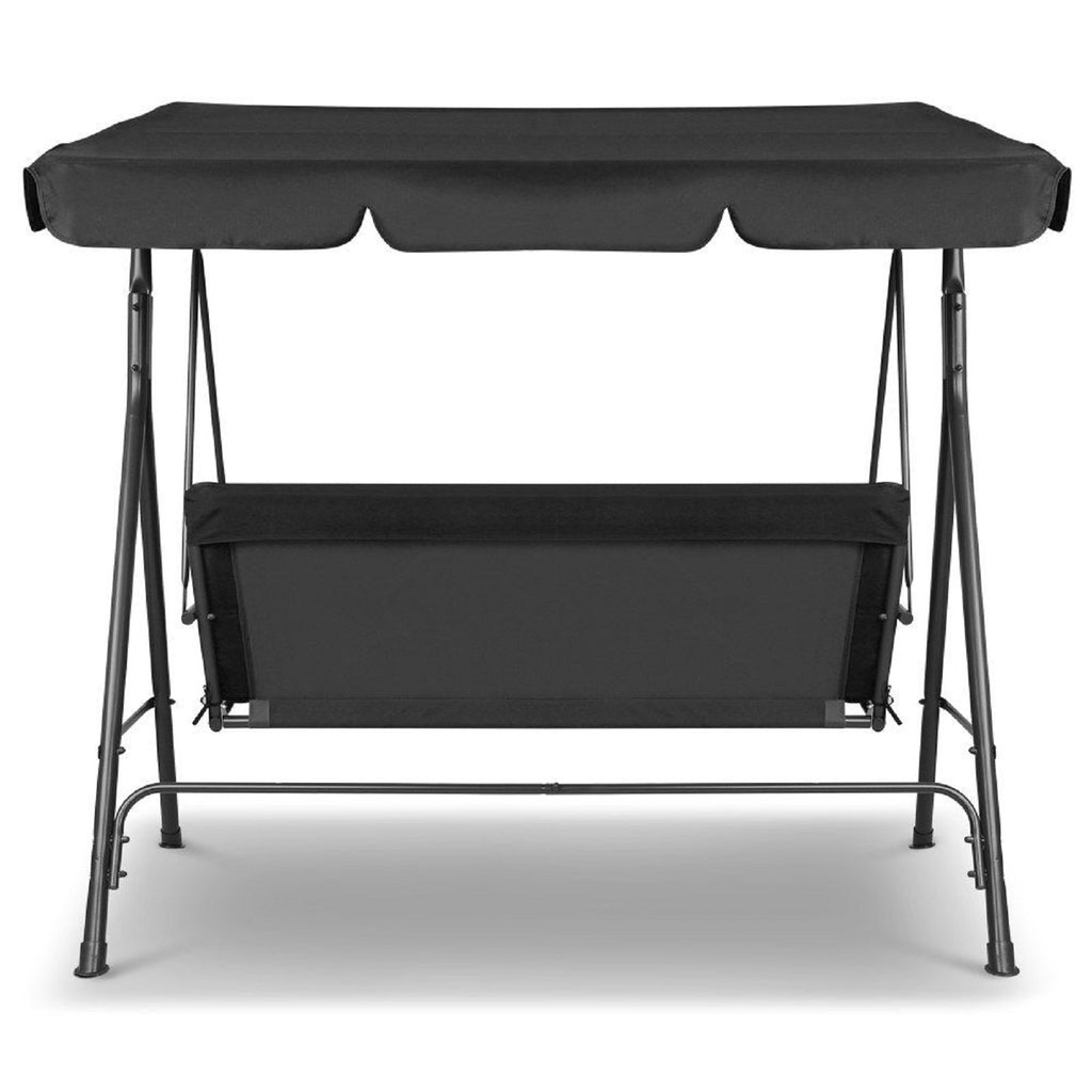 Milano 3 Seater Black Outdoor Swing Bench Seat Chair Canopy