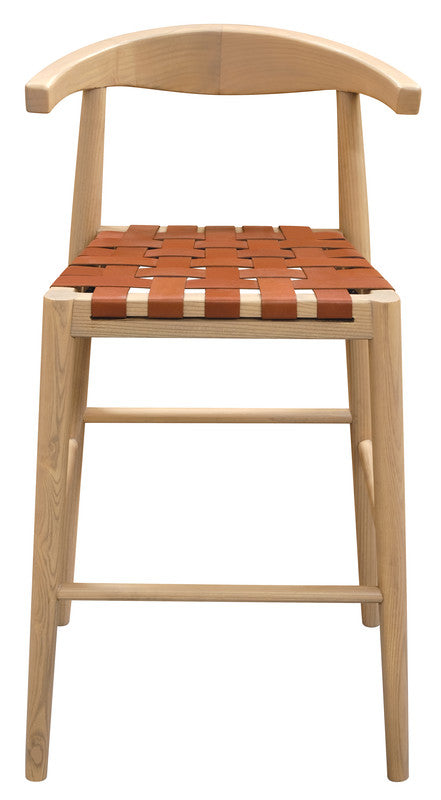 2x Elliot Genuine Leather Natural Bar Stools