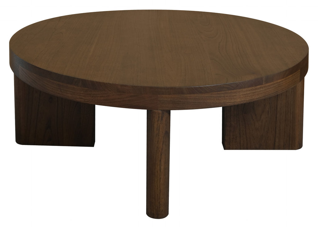 Apollo Round Solid Mindi Timber Coffee Table Walnut