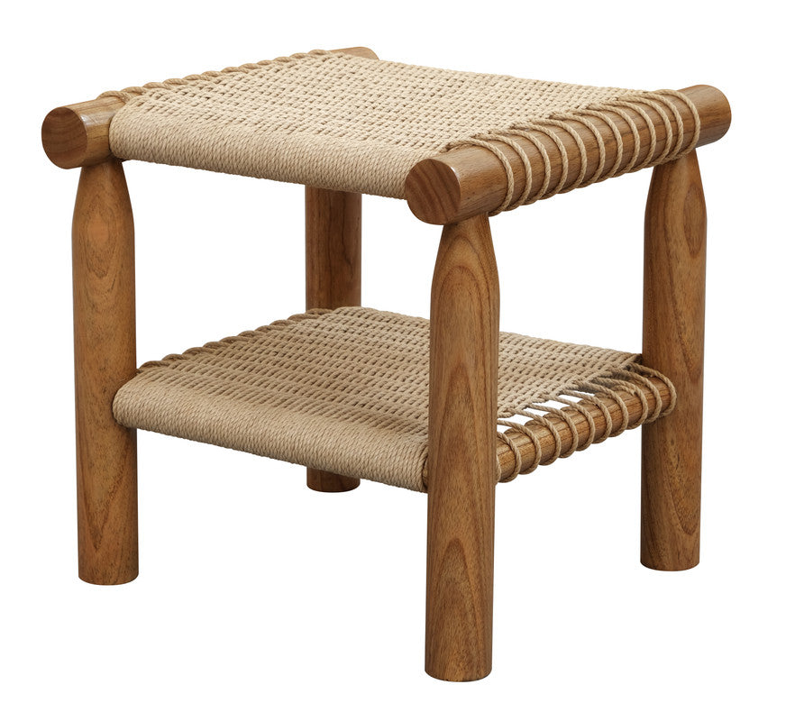 Kelly Handwoven Rattan Lamp Table Almond