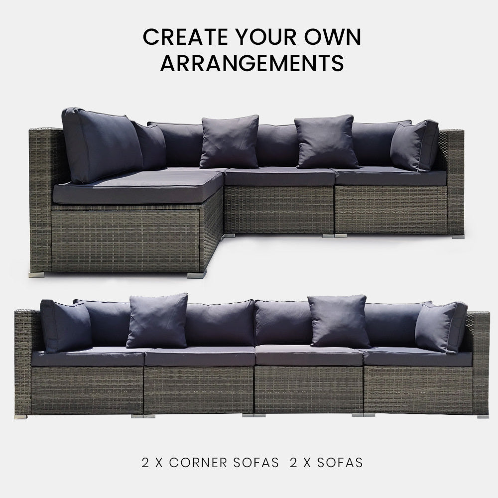 4 Seater Daydream Outdoor Grey Wicker Lounge Sofa Furniture Set