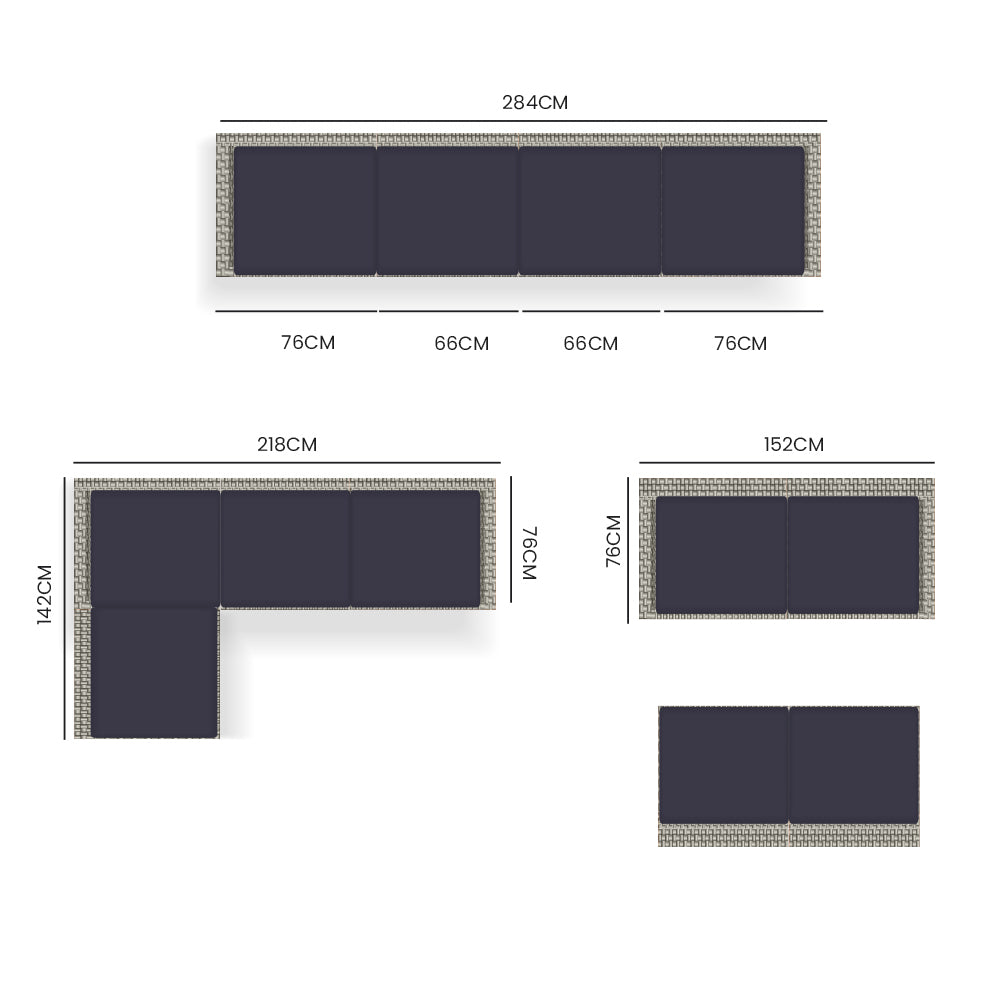 4 Seater Daydream Outdoor Grey Wicker Lounge Sofa Furniture Set