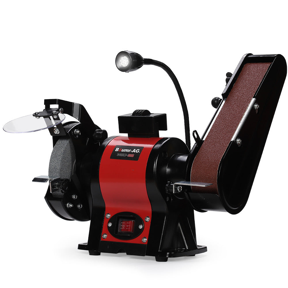 Baumr Bench Grinder and Belt Sander Combo, 150mm Grinding Disc, 50 x 686mm Linisher, Brushless Motor, Worklight