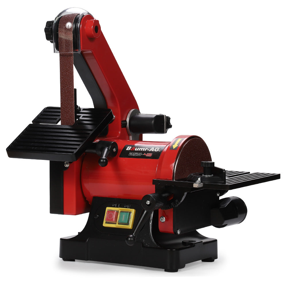 Baumr Bench Vertical Belt and Disc Sander Combo, 25mm Linisher, 125mm Sanding Disc, Brushless Motor, Dust Collection Ports