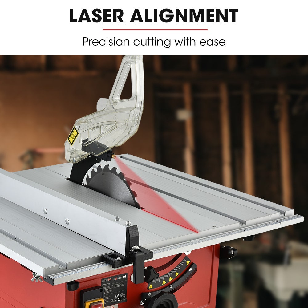 Baumr-AG 2000W 254mm Corded Table Saw with Stand Extendable Laser Guide