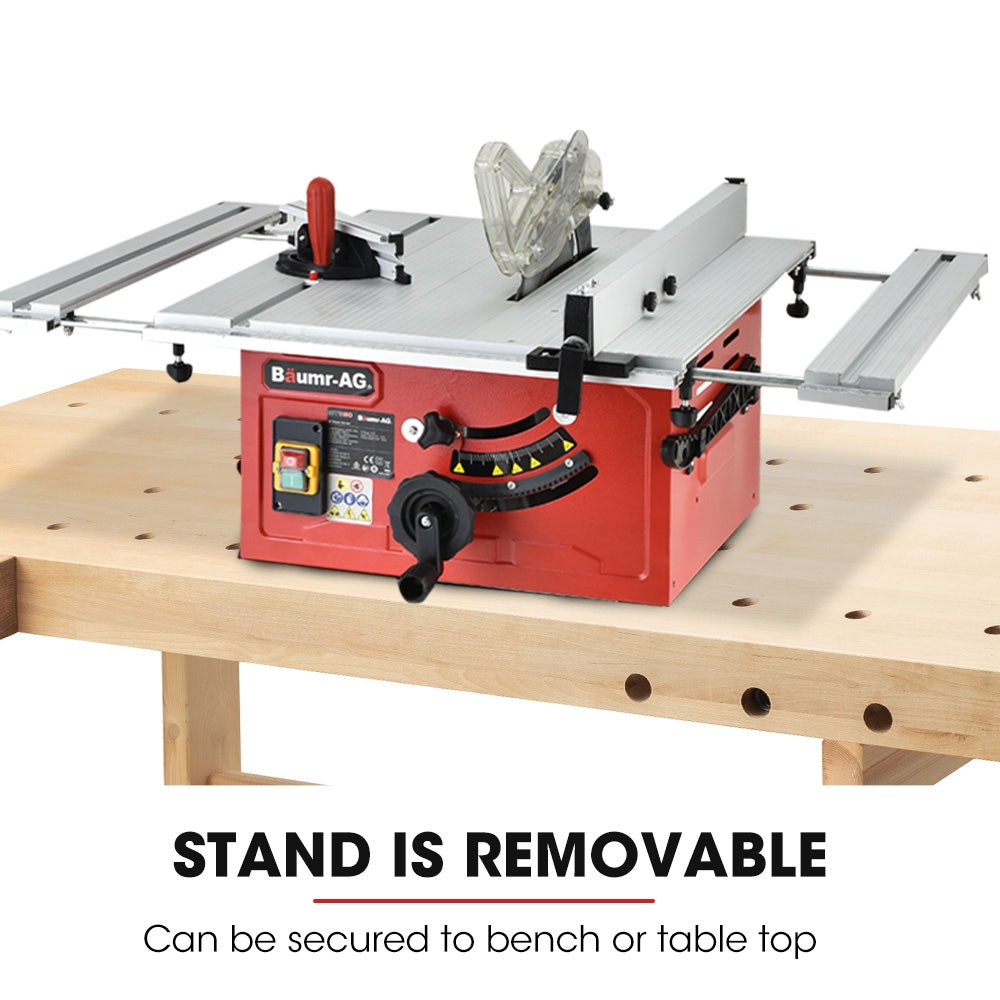 Baumr-AG 2000W 254mm Corded Table Saw with Stand Extendable Laser Guide