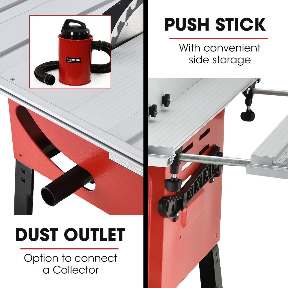 Baumr-AG 2000W 254mm Corded Table Saw with Stand Extendable Laser Guide