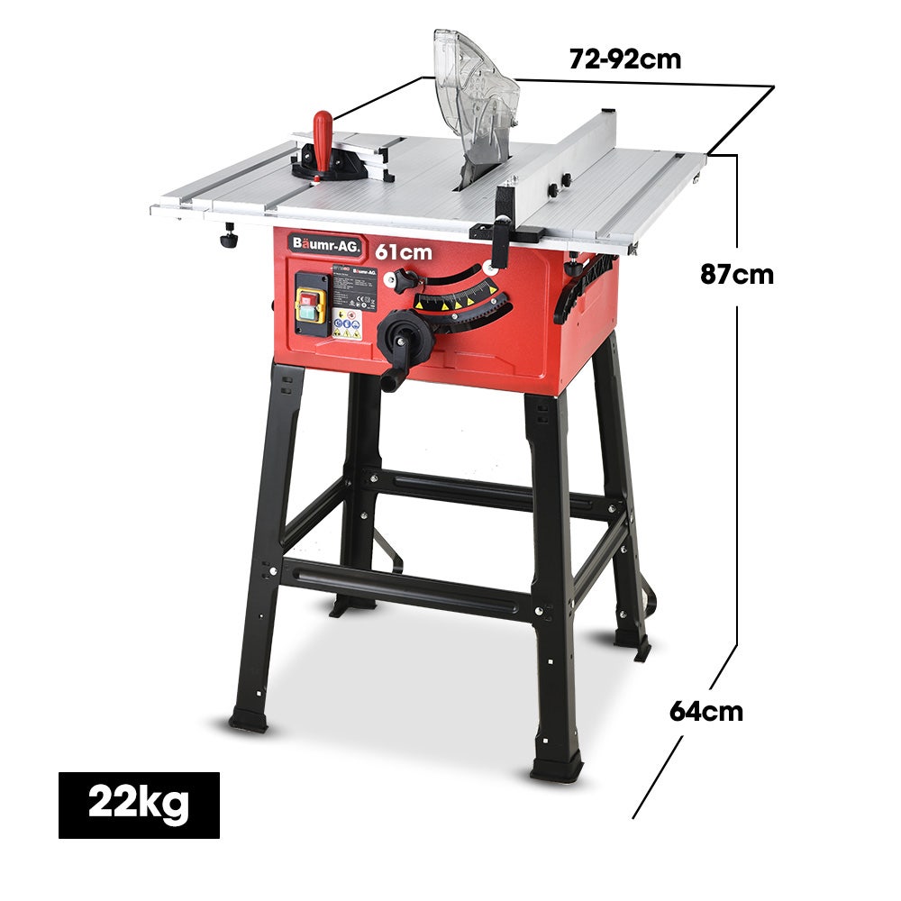 Baumr-AG 2000W 254mm Corded Table Saw with Stand Extendable Laser Guide