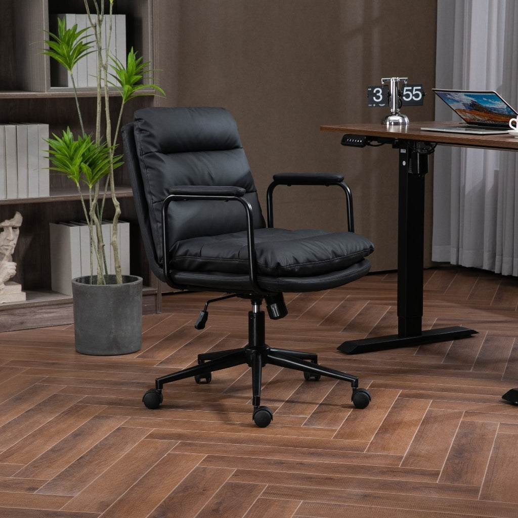 Black Faux Leather Office Chair