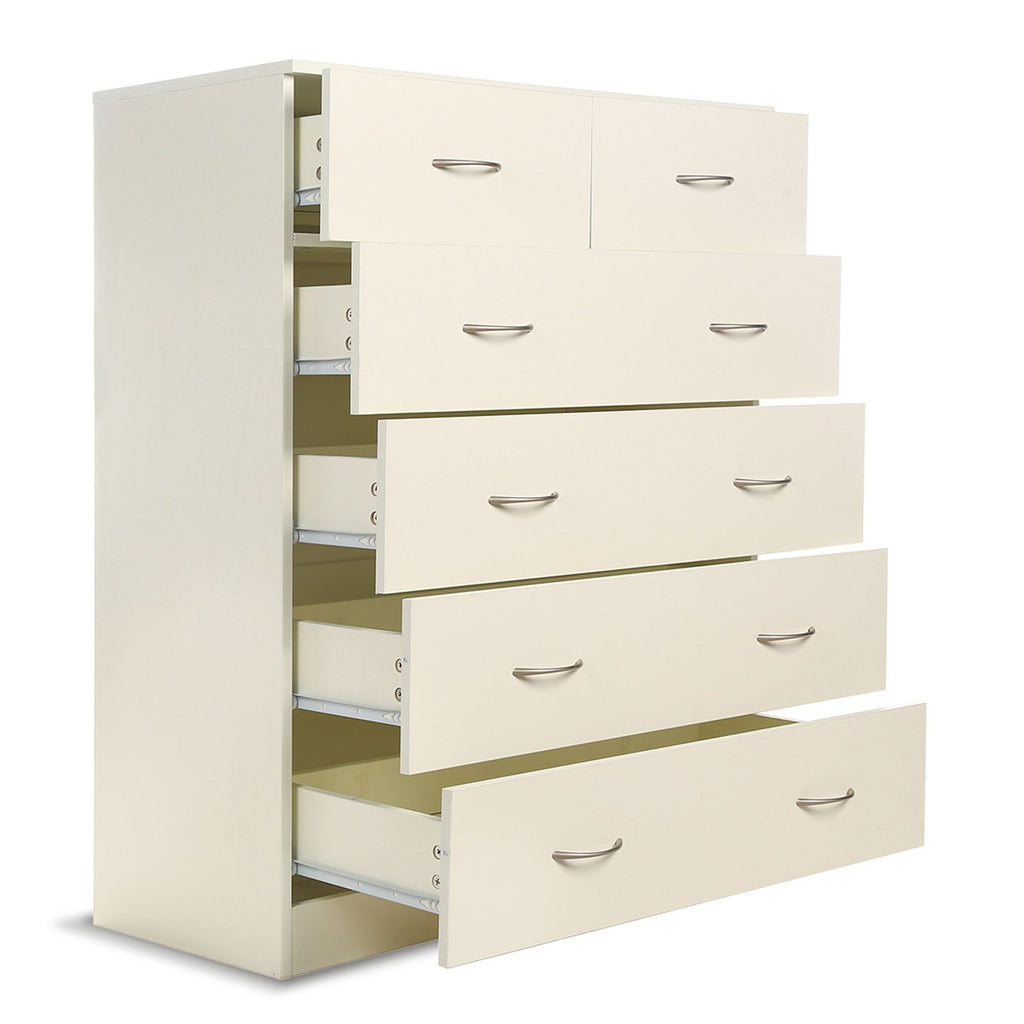 Sarantino Tallboy Dresser 6 Chest Of Drawers White