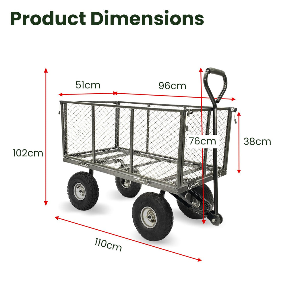 Wallaroo Steel Mesh Garden Trolley Cart Hammer Grey