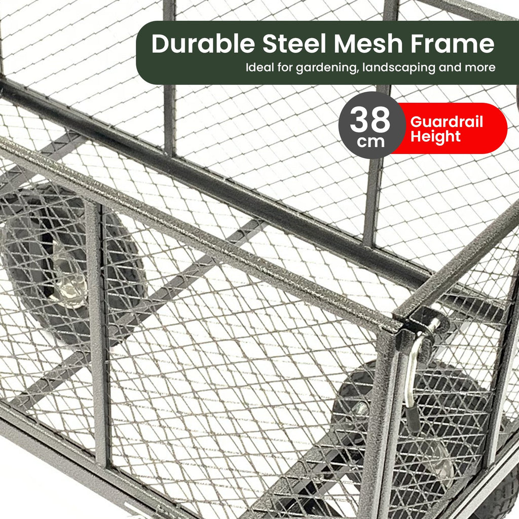 Wallaroo Steel Mesh Garden Trolley Cart Hammer Grey