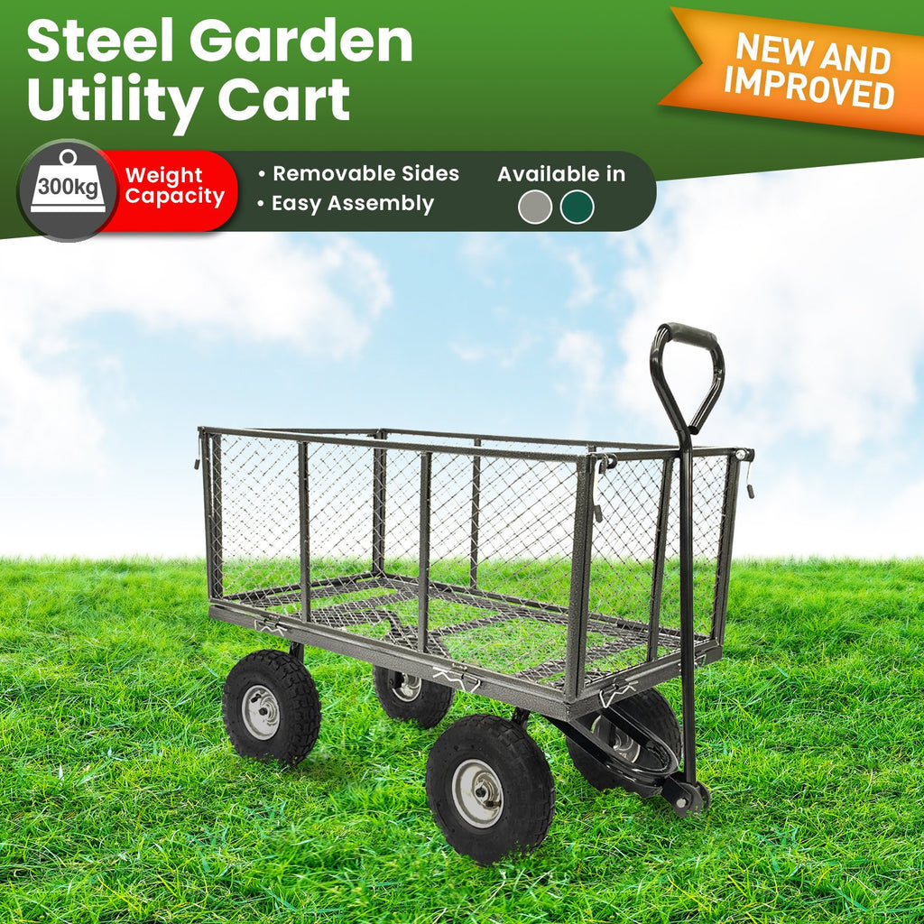 Wallaroo Steel Mesh Garden Trolley Cart Hammer Grey