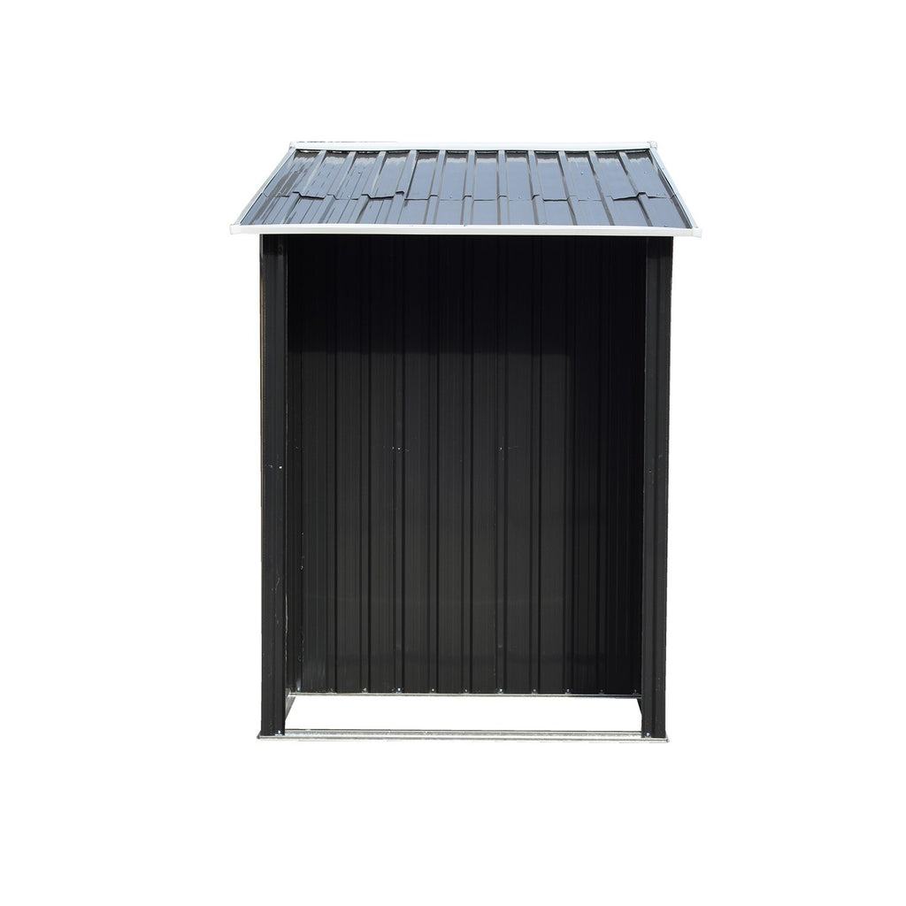 Wallaroo Black Garden Shed with Semi-Close Storage 4x8ft with Double Sliding Doors