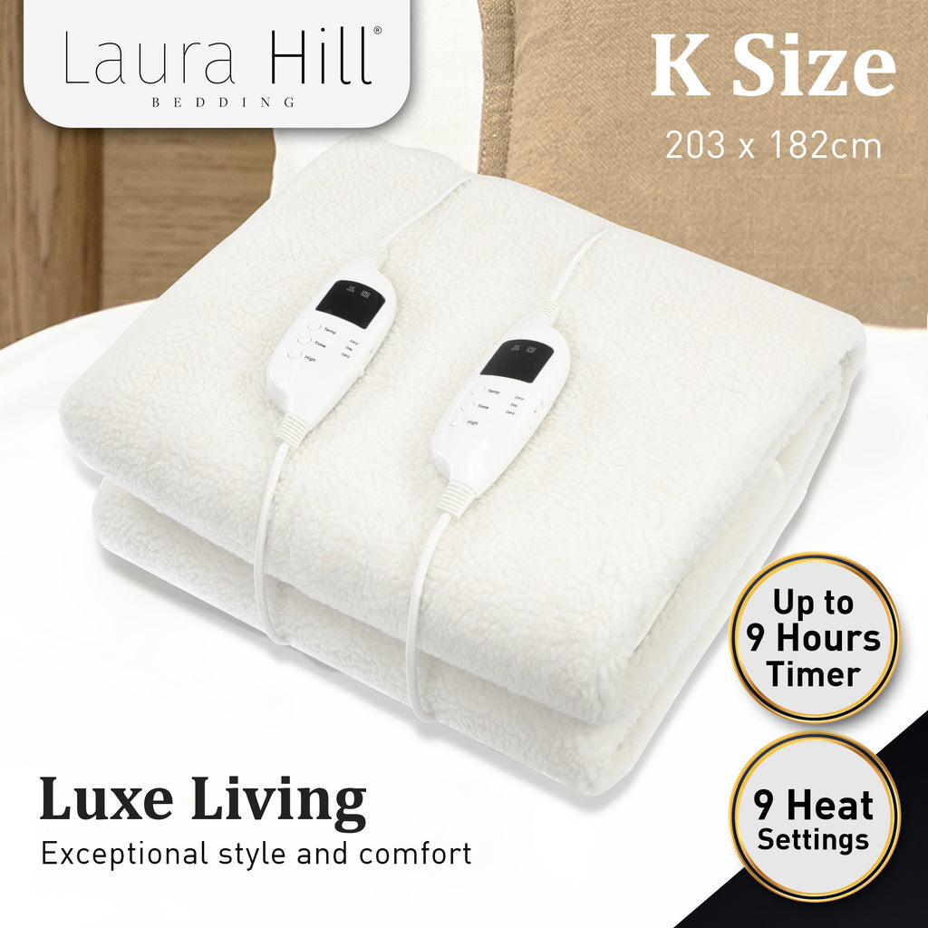 Laura Hill Electronic Fleecy Electric Blanket Heated Fitted Queen Size