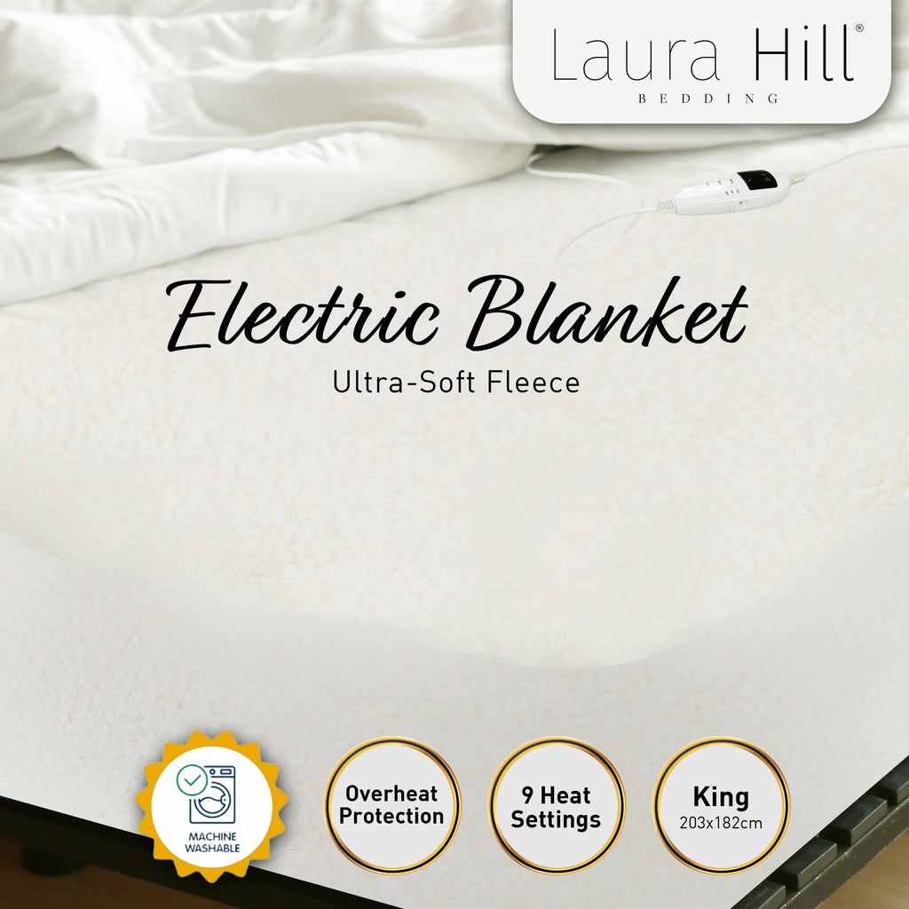 Laura Hill Electronic Fleecy Electric Blanket Heated Fitted Queen Size