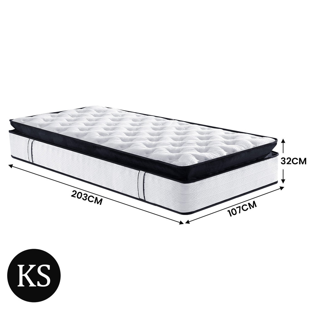 Laura Hill King Single size 32cm Mattress Euro Top 5 Zone Spring Foam firm 5.0