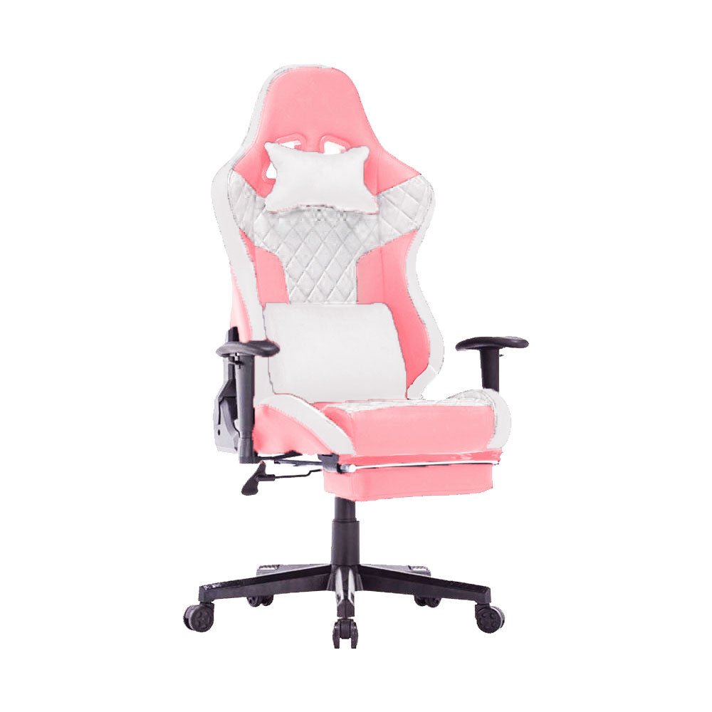 Ergonomic Pink 7 RGB Lights Bluetooth Speaker Gaming Chair with 4D Armrest and Footrest