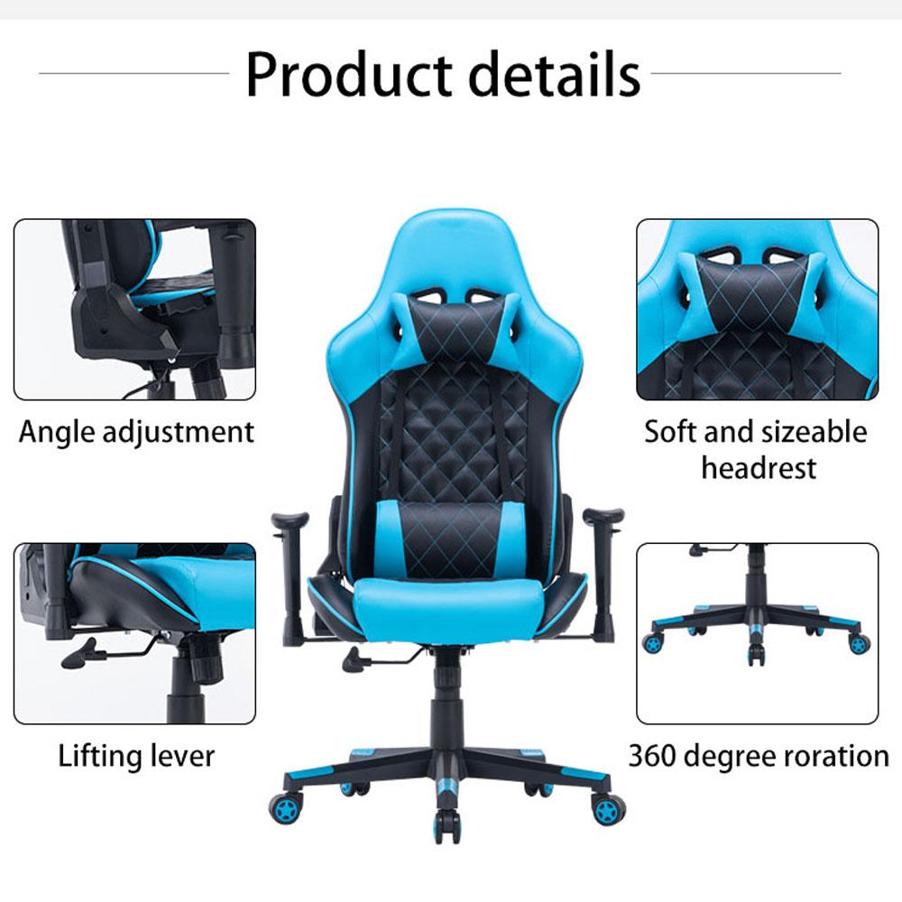 Black Gaming Chair Ergonomic Racing chair with Armrest Footrest